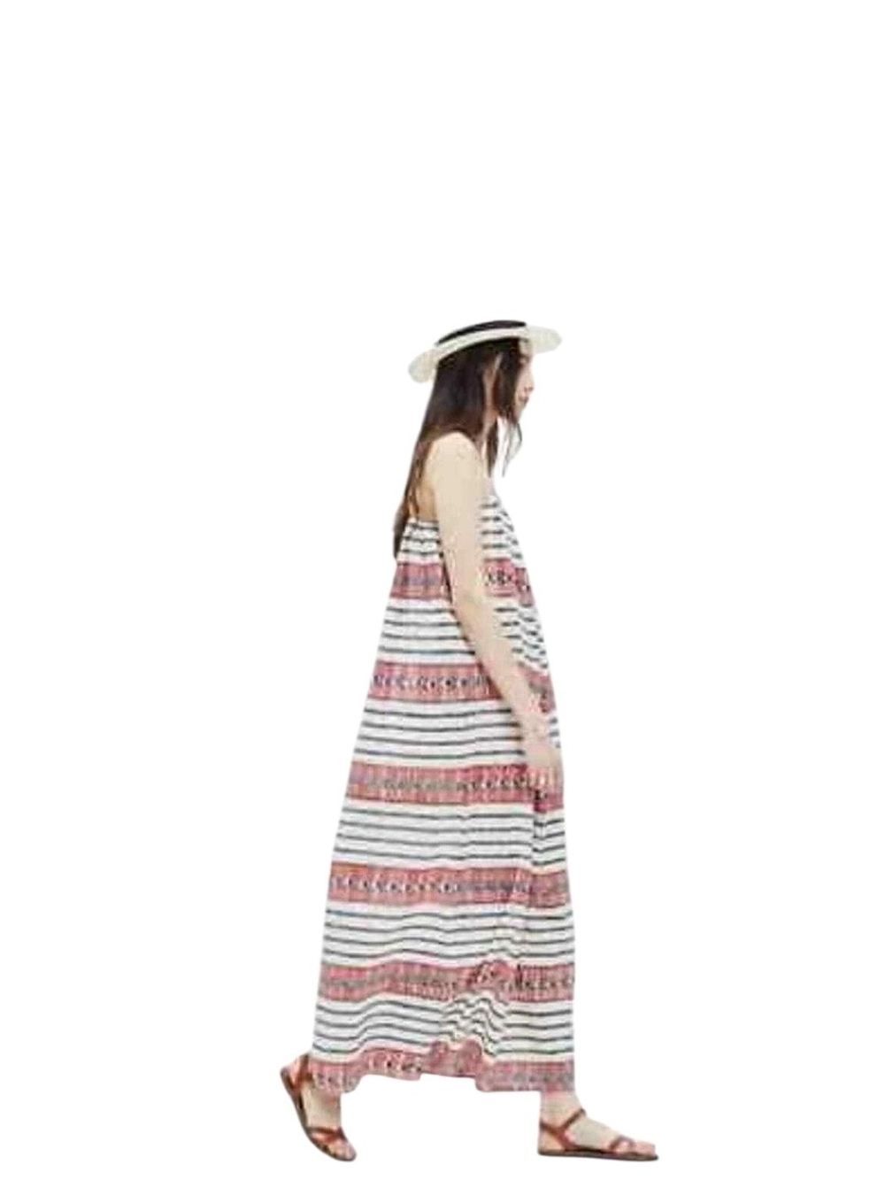 Madewell Boho Tribal Print Cotton Maxi Dress Red White Black Size M - Picture 11 of 11